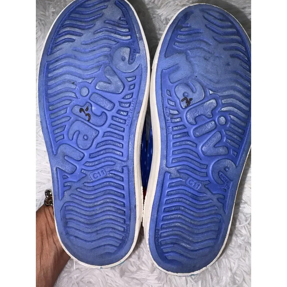 Native Kids Sz. 11 Blue Design Classic Rubber Slip On Sneaker. Cute, Comf